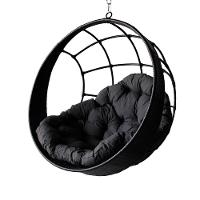 Balanço Suspenso Ninho Almofada E Suporte Cinza Preto - 1