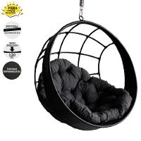 Balanço Suspenso Ninho Almofada E Suporte Cinza Preto - 4