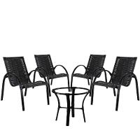 4 Cadeiras Garden Mesa De Centro Em Alumínio Pintado E Preta - 1