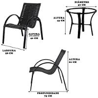 4 Cadeiras Garden Mesa De Centro Em Alumínio Pintado E Preta - 3