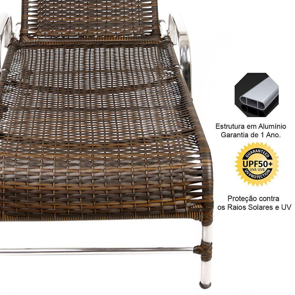 2 Espreguiçadeiras Esteira e 1 Mesa de Centro Garden Pedra Ferro - 3