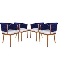 4 Poltronas Califórnia Em Alumínio Bronze, Corda Náutica - 1