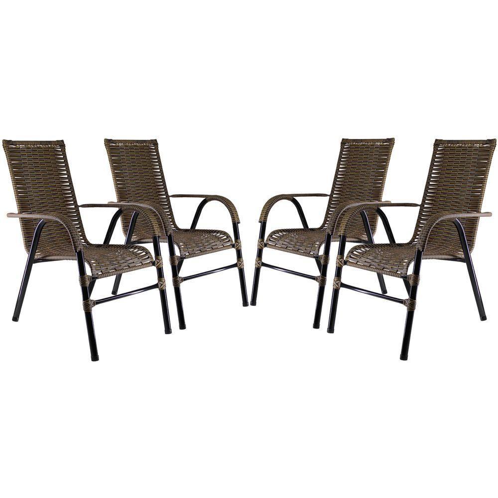 Kit Com 4 Cadeiras Bela - Argila Em Fibra Sintética - 1