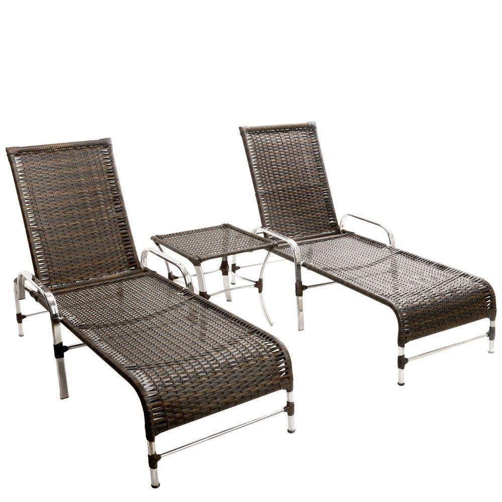 2 Espreguiçadeiras Esteira e 1 Mesa de Centro Garden Pedra Ferro - 1