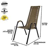 Jogo Com 4 Cadeiras Canadá Em Fibra Sintética Pequi - 3