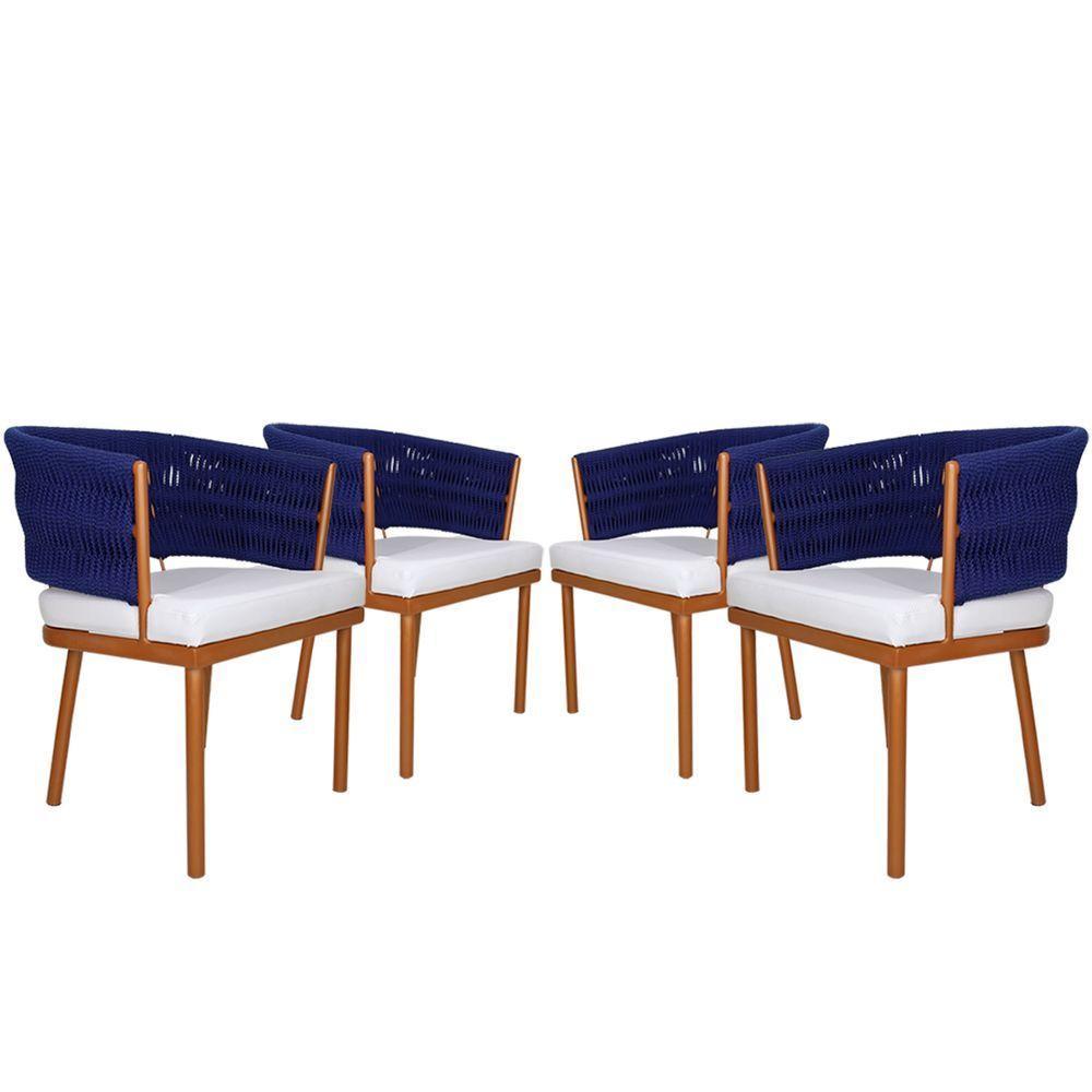 4 Poltronas Califórnia Em Alumínio Bronze, Corda Náutica - 1