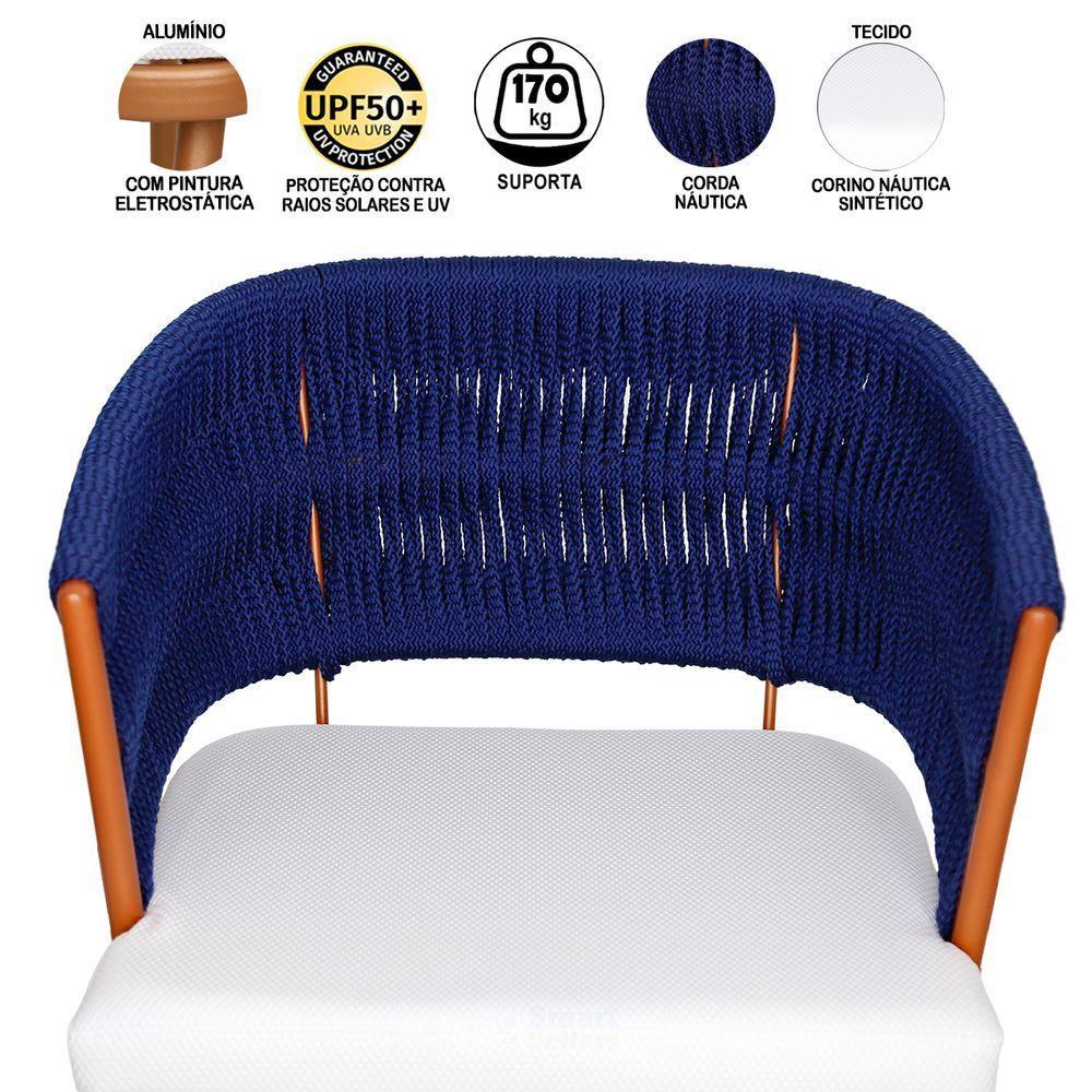 4 Poltronas Califórnia Em Alumínio Bronze, Corda Náutica - 3