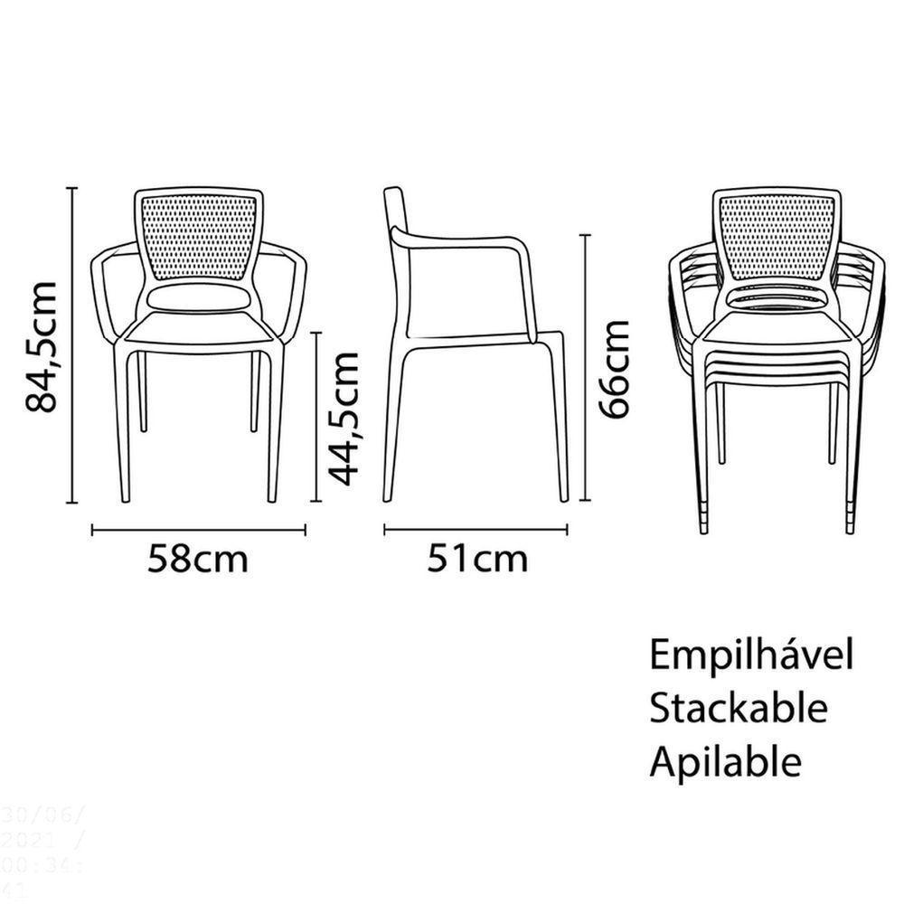 Cadeira Tramontina Safira Summa Em Polipropileno E Fibra De Vidro Camurça Com Braços Tramontina - 2