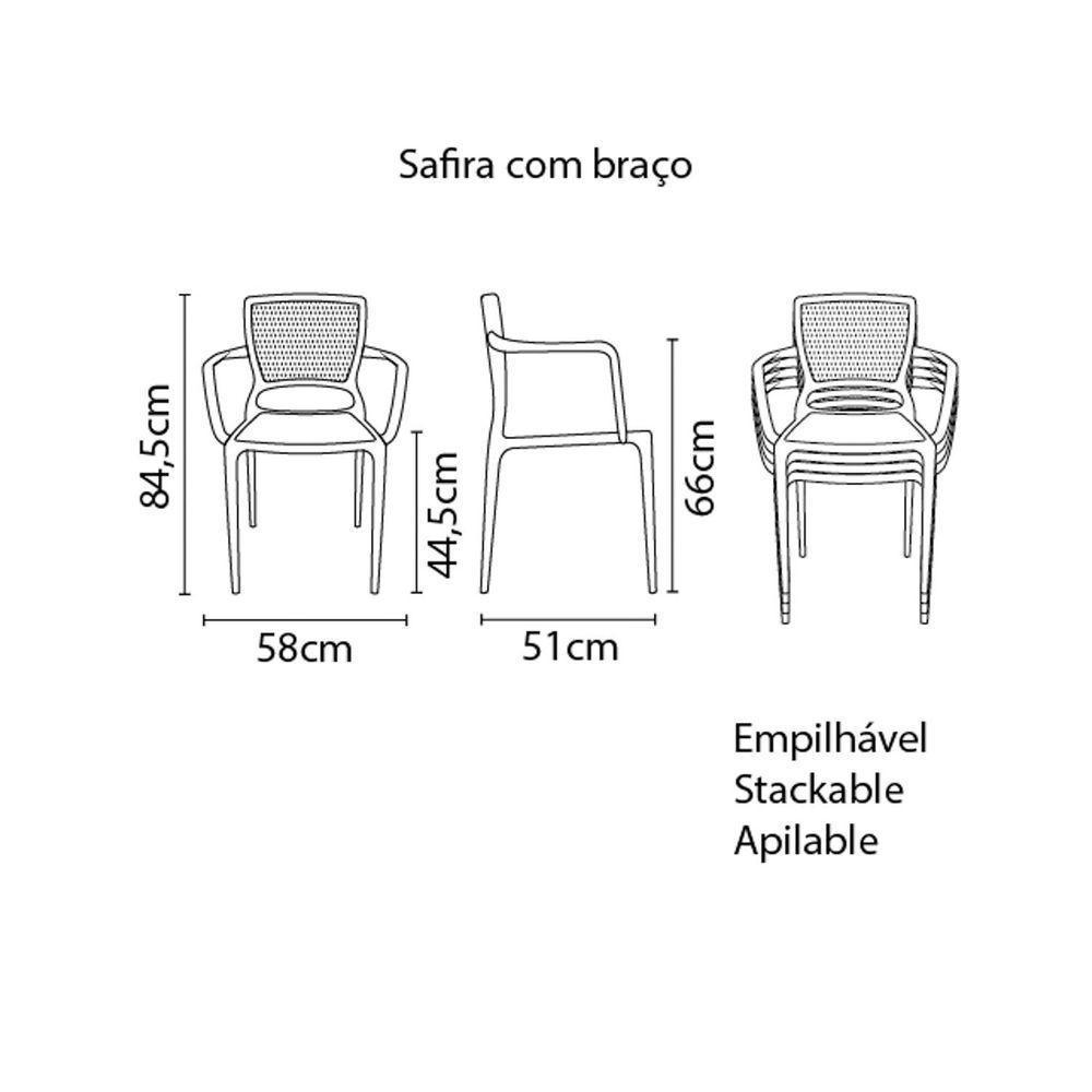 Cadeira Tramontina Safira Vermelha Em Polipropileno E Fibra De Vidro Com Braços Tramontina - 2