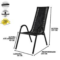 Kit Com 4 Cadeiras Canadá Em Fibra Sintética Preto - 3