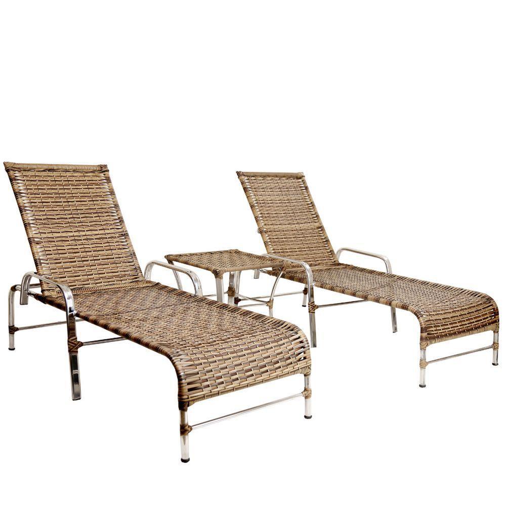 2 Espreguiçadeiras Esteira e 1 Mesa de Centro Garden Cappuccino - 1