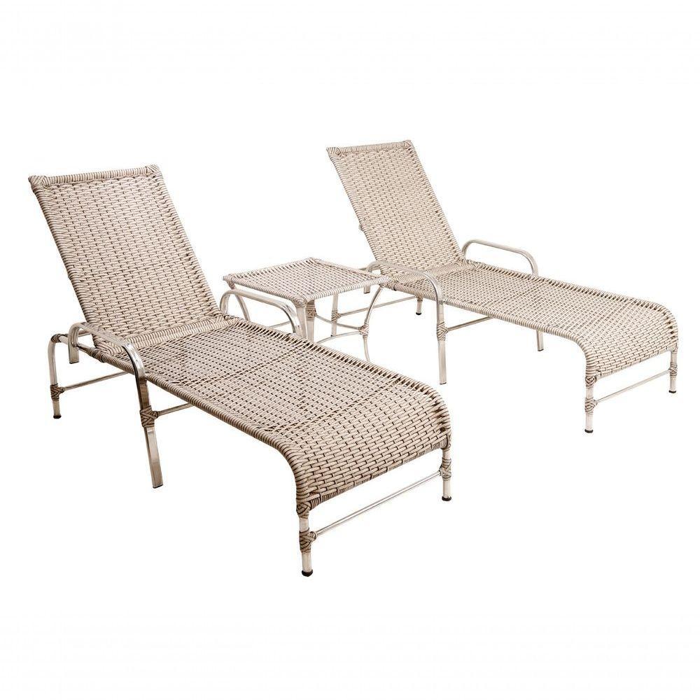 2 Espreguiçadeiras Esteira e 1 Mesa de Centro Garden Mármore - 1