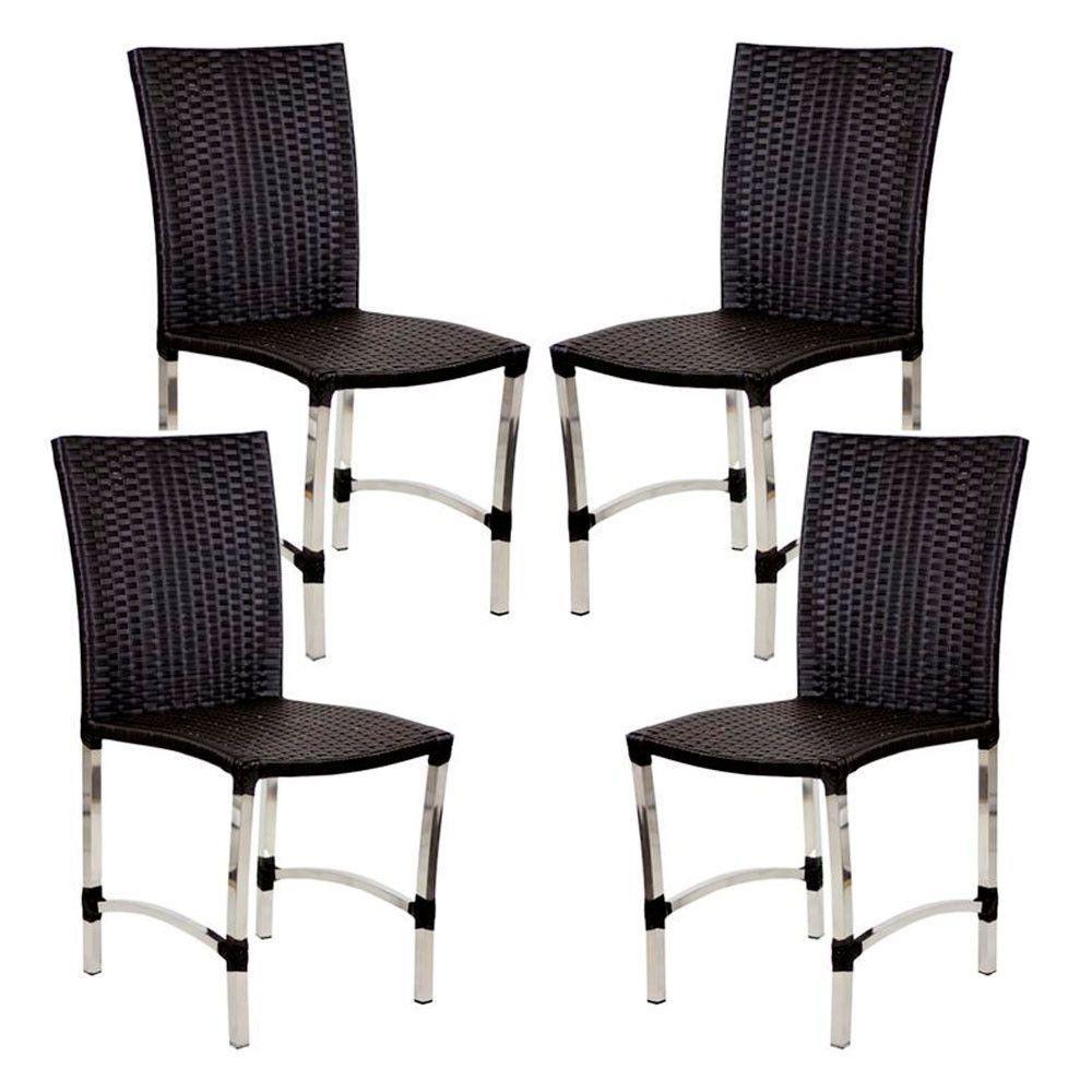 4 Cadeiras Cannes Em Alumínio Para Cozinha Piscina Edícula Preto - 1
