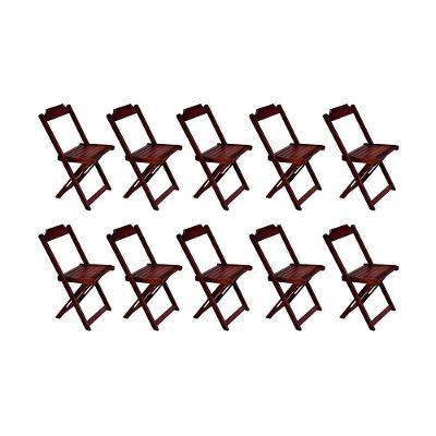 Kit 10 Cadeiras De Madeira Dobravel Imbuia