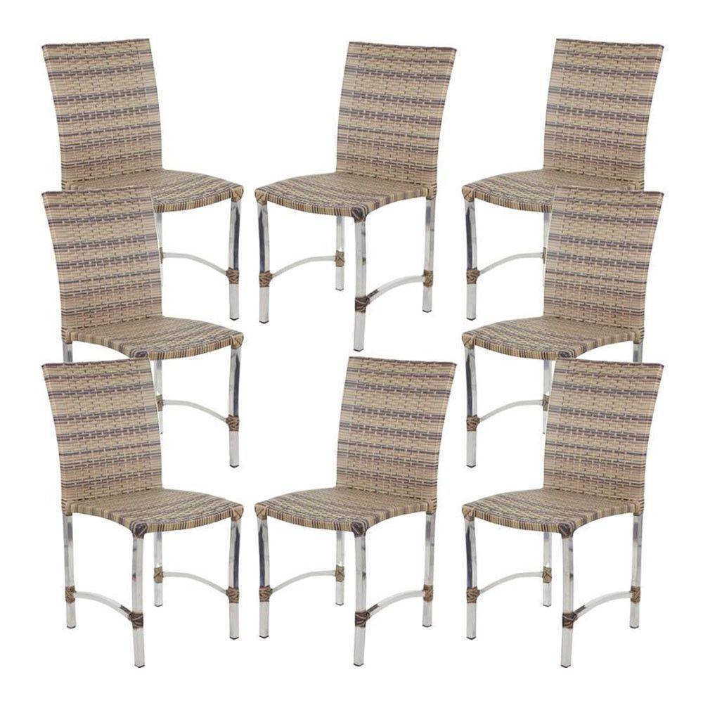 8 Cadeiras Cannes Em Alumínio Para Cozinha Piscina Edícula Capuccino - 1