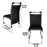 2 Cadeiras Veneza Fibra Sintética Preto Alumínio Polido Com Assento Estofado - 3