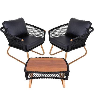 2 Poltronas Com Mesa Bronze P/ Recepção, Sala