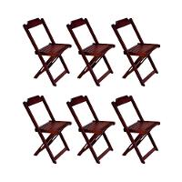 Kit 6 Cadeiras De Madeira Dobravel Imbuia - Marrom - 1