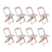 Conjunto Com 8 Cadeiras Dobráveis Em Madeira Padrão - Sem Pintura/Crua - Marrom - 1