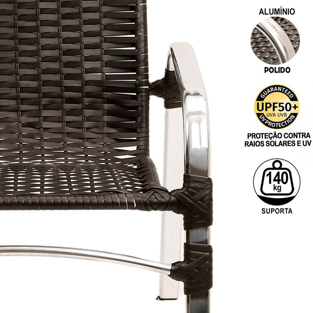 2 Cadeiras Emily Cor Preta, Estrutura Alumínio Polido, área Interna E Externa - 2