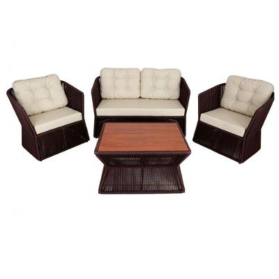 Conjunto De Poltronas New York Em Alumínio E Corda Náutica Para área Jardim Sala Marrom