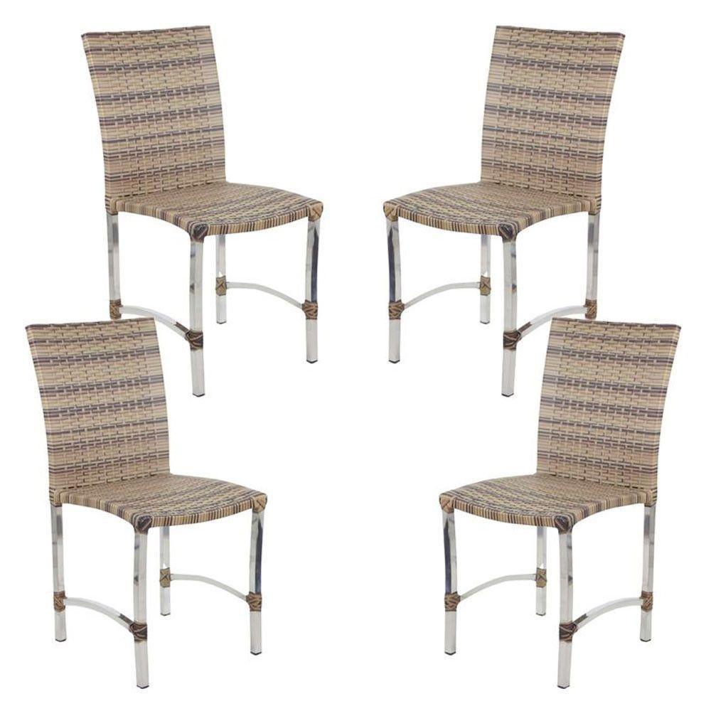 4 Cadeiras Cannes Em Alumínio Para Cozinha Piscina Edícula Capuccino - 1