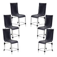6 Cadeiras Haiti Em Alumínio Para Cozinha Piscina Edícula Preto - 1