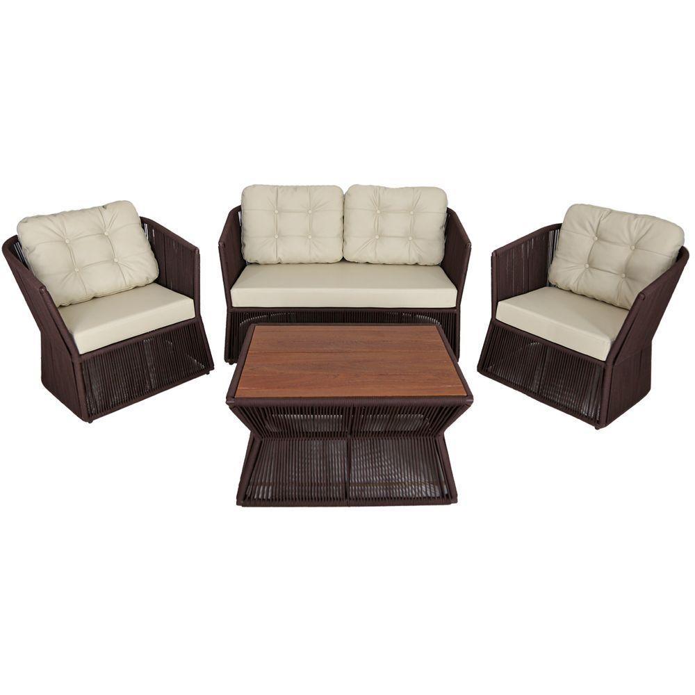 Kit 2 Poltronas, 1 Namoradeira Mesa Com Cumaru P/ Recepção - 1