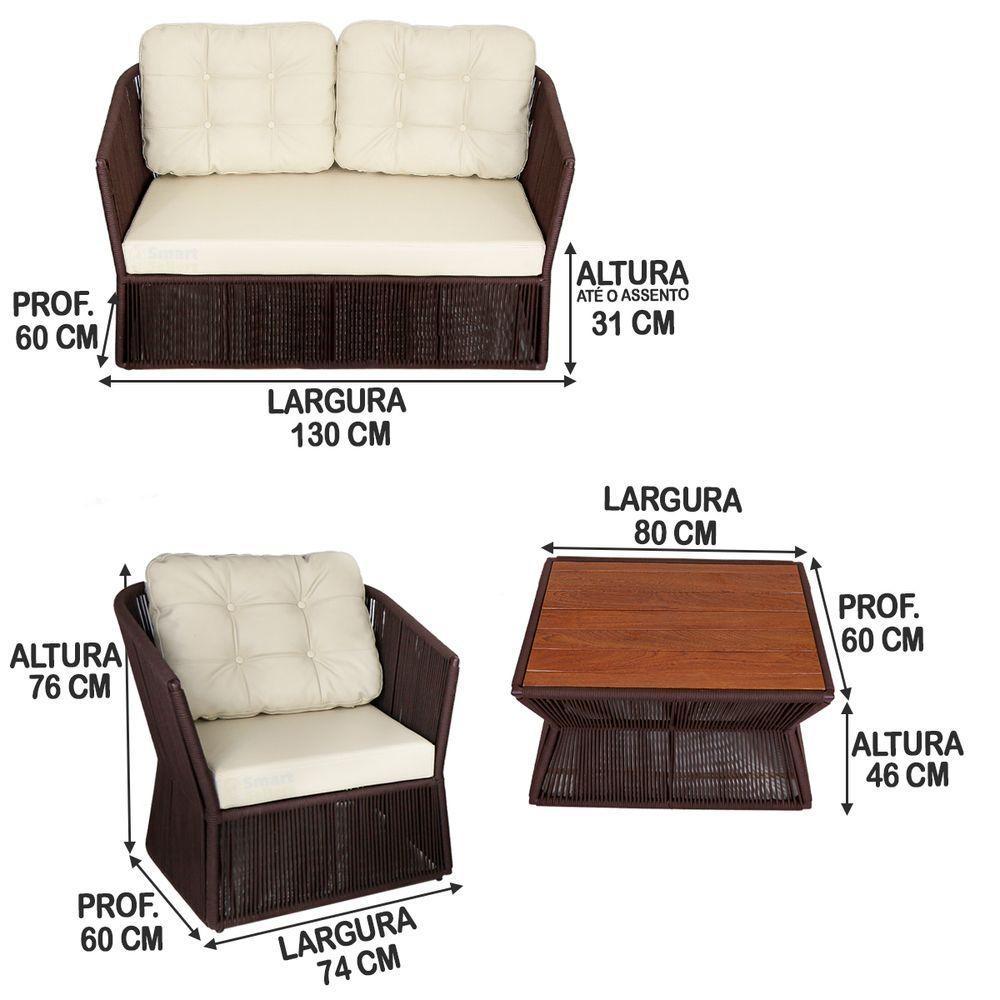 Kit 2 Poltronas, 1 Namoradeira Mesa Com Cumaru P/ Recepção - 2