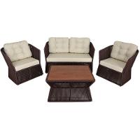 Kit 2 Poltronas, 1 Namoradeira Mesa Com Cumaru P/ Recepção - 1