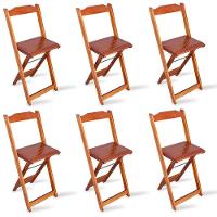 Kit 6 Cadeiras Bistrô Dobrável Madeira Padrão Imbuia Cor: Marrom - 1