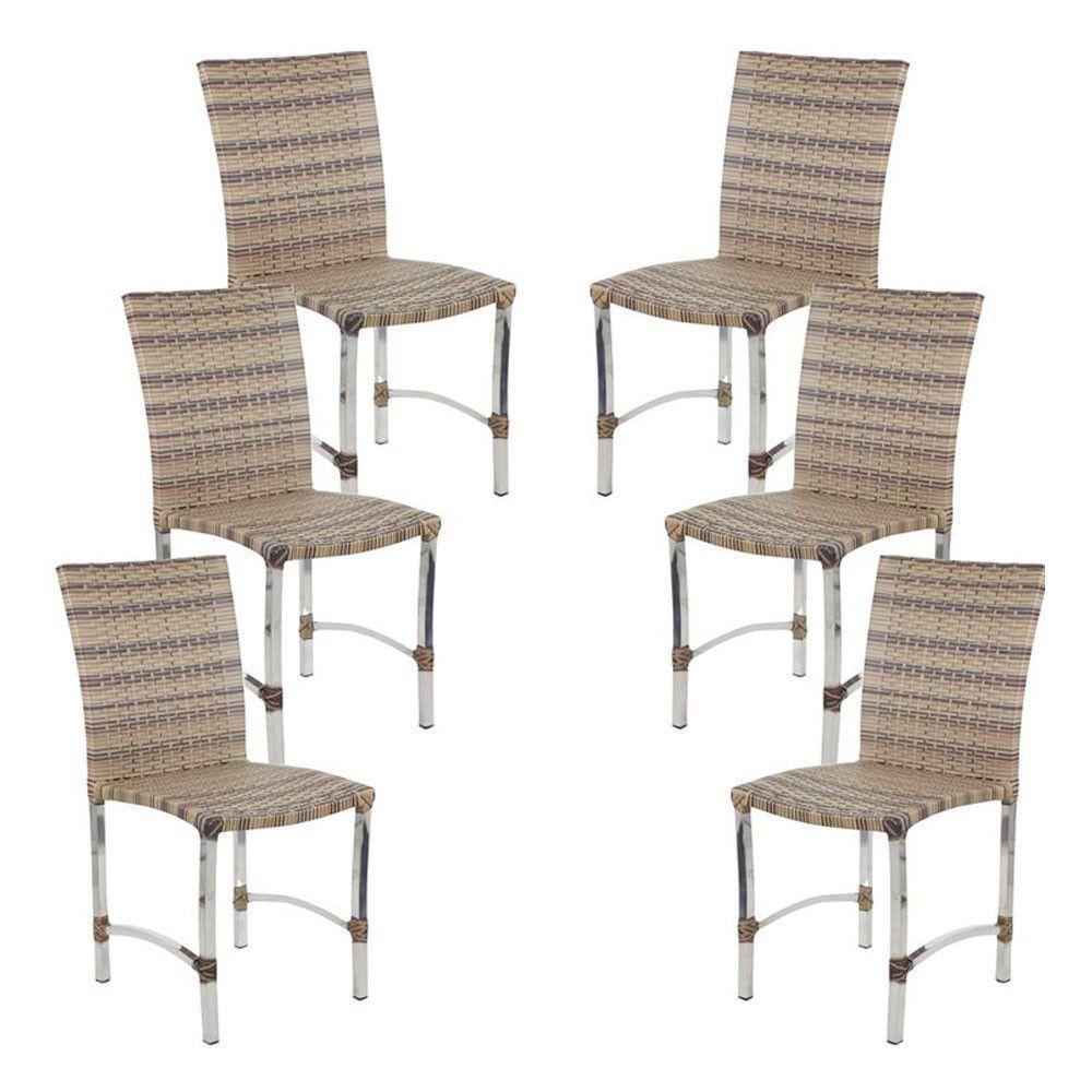 6 Cadeiras Cannes Em Alumínio Para Cozinha Piscina Edícula Capuccino - 2