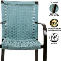 2 Cadeiras Ascoli Cor Azul Turquia, Alumínio Pintura Eletrostática Preta, área Interna E Externa - 2