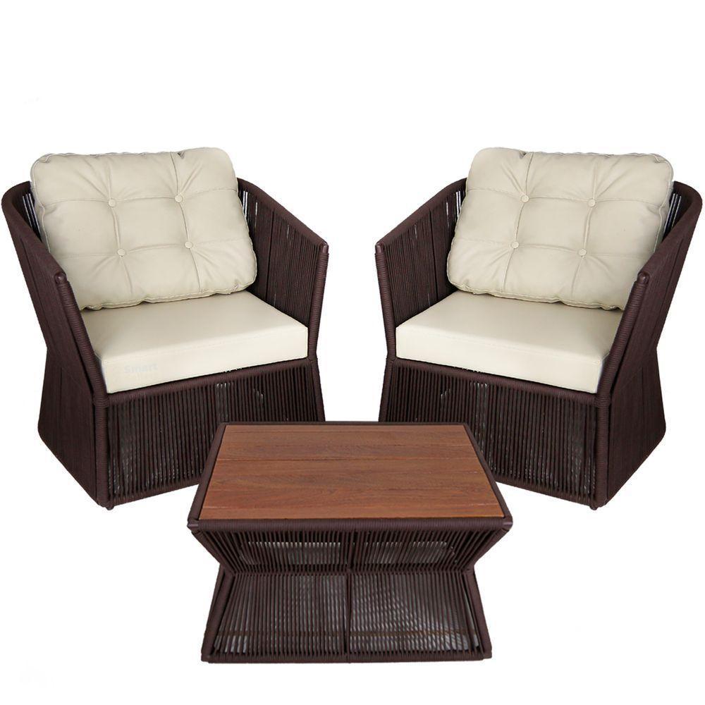 2 Poltronas Com Mesa, Alumínio, Estofado P/ Sala, Recepção - 1