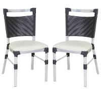 2 Cadeiras Panero Alumínio Fibra Assento Estofado - Preto/Branco - 1