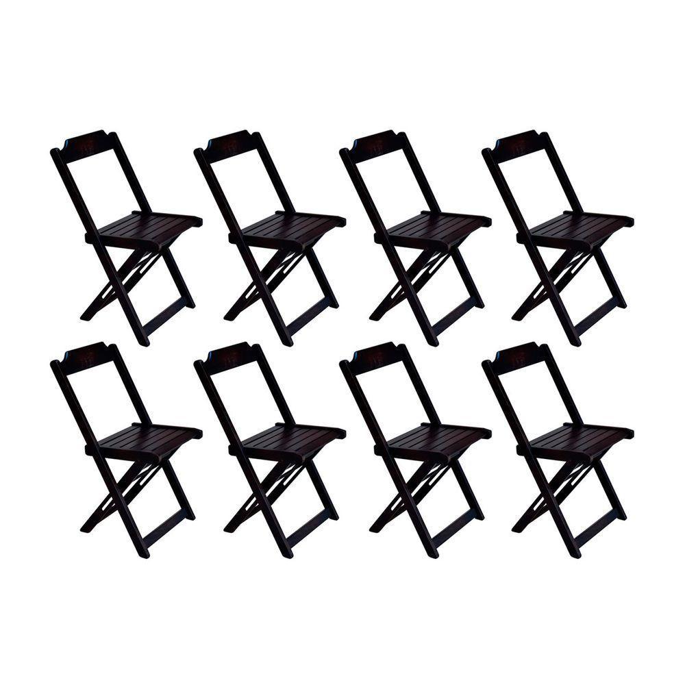 Kit 8 Cadeiras De Madeira Dobravel Marrom - Marrom - 1