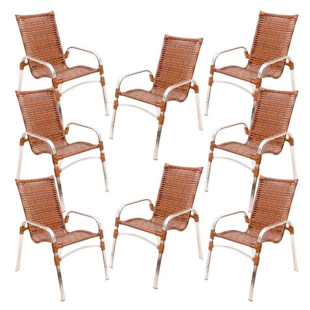 Jogo 8 Cadeiras Emily Em Alumínio Para Jardim E Piscina Argila - 1