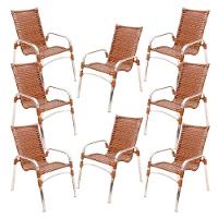 Jogo 8 Cadeiras Emily Em Alumínio Para Jardim E Piscina Argila - 1