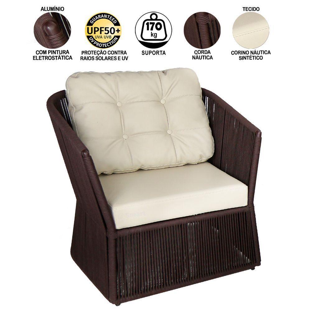 2 Poltronas Com Mesa, Alumínio, Estofado, Jardim - 4