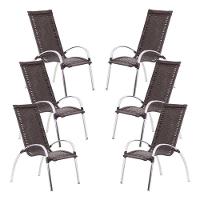 6 Cadeiras Descanso Garden Em Alumínio Para Área Jardim E Piscina Tabaco - 1