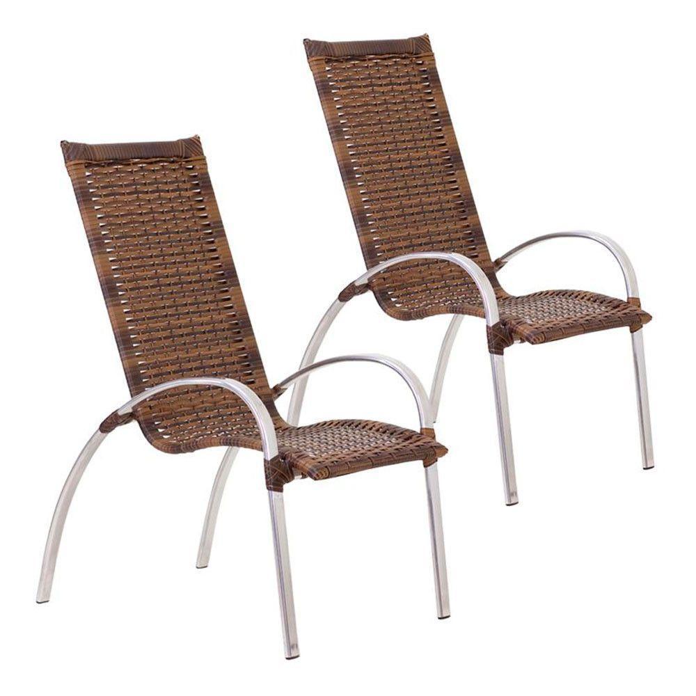 2 Cadeiras Descanso Garden Em Alumínio Para Área Jardim E Piscina Argila - 1