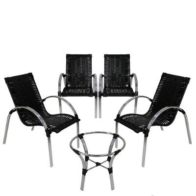 4 Cadeiras Mesa De Centro Garden Em Em Alumínio Preta