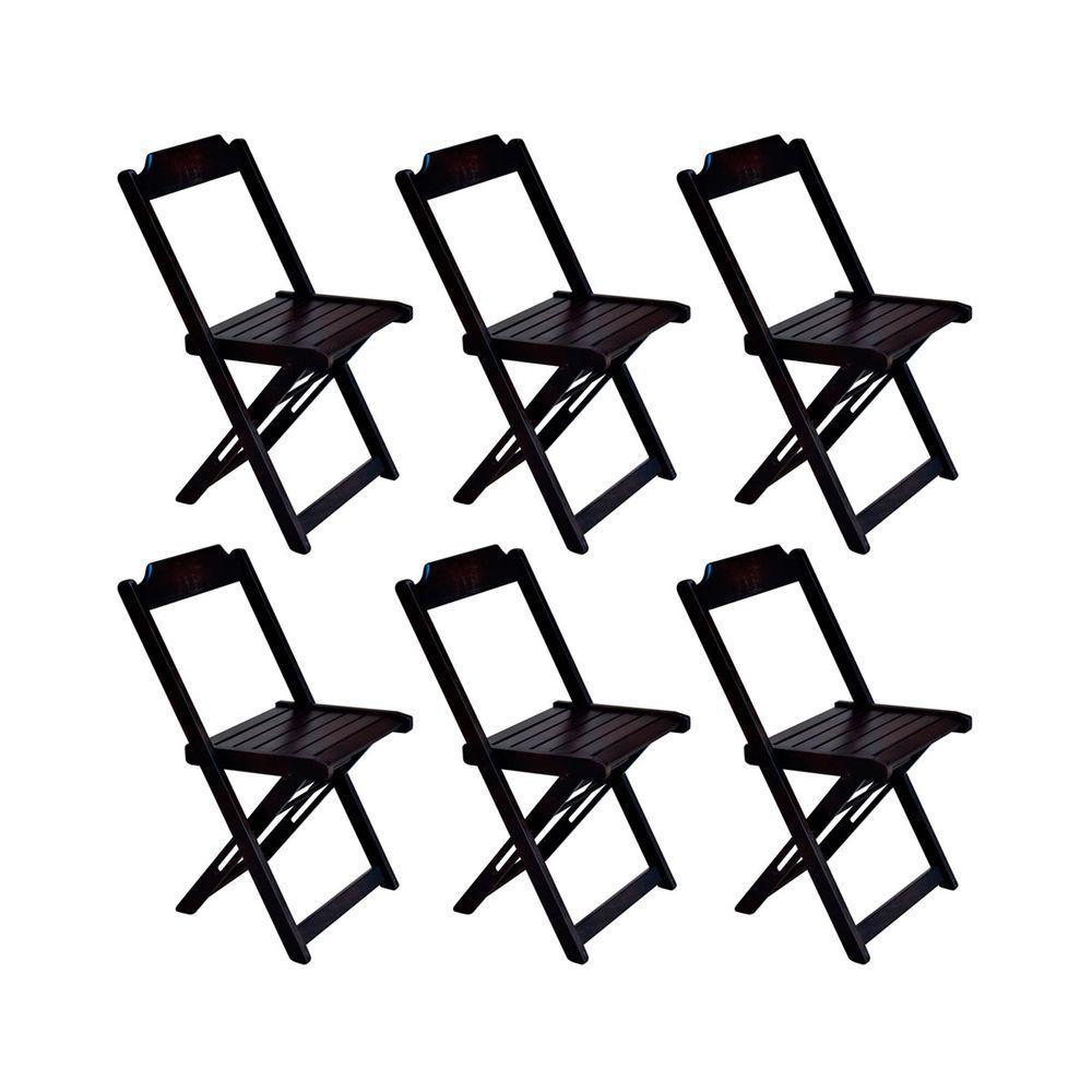 Kit 6 Cadeiras Dobráveis Em Madeira Maciça - Tabaco - Marrom - 1