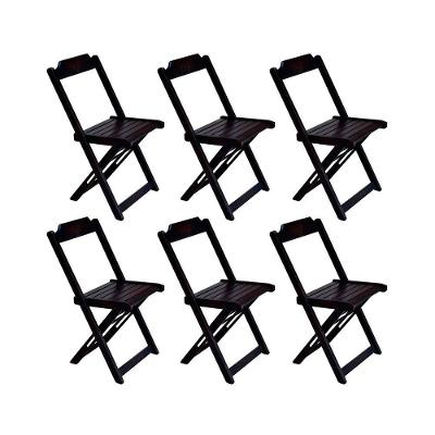 Kit 6 Cadeiras Dobráveis Em Madeira Maciça - Tabaco - Marrom