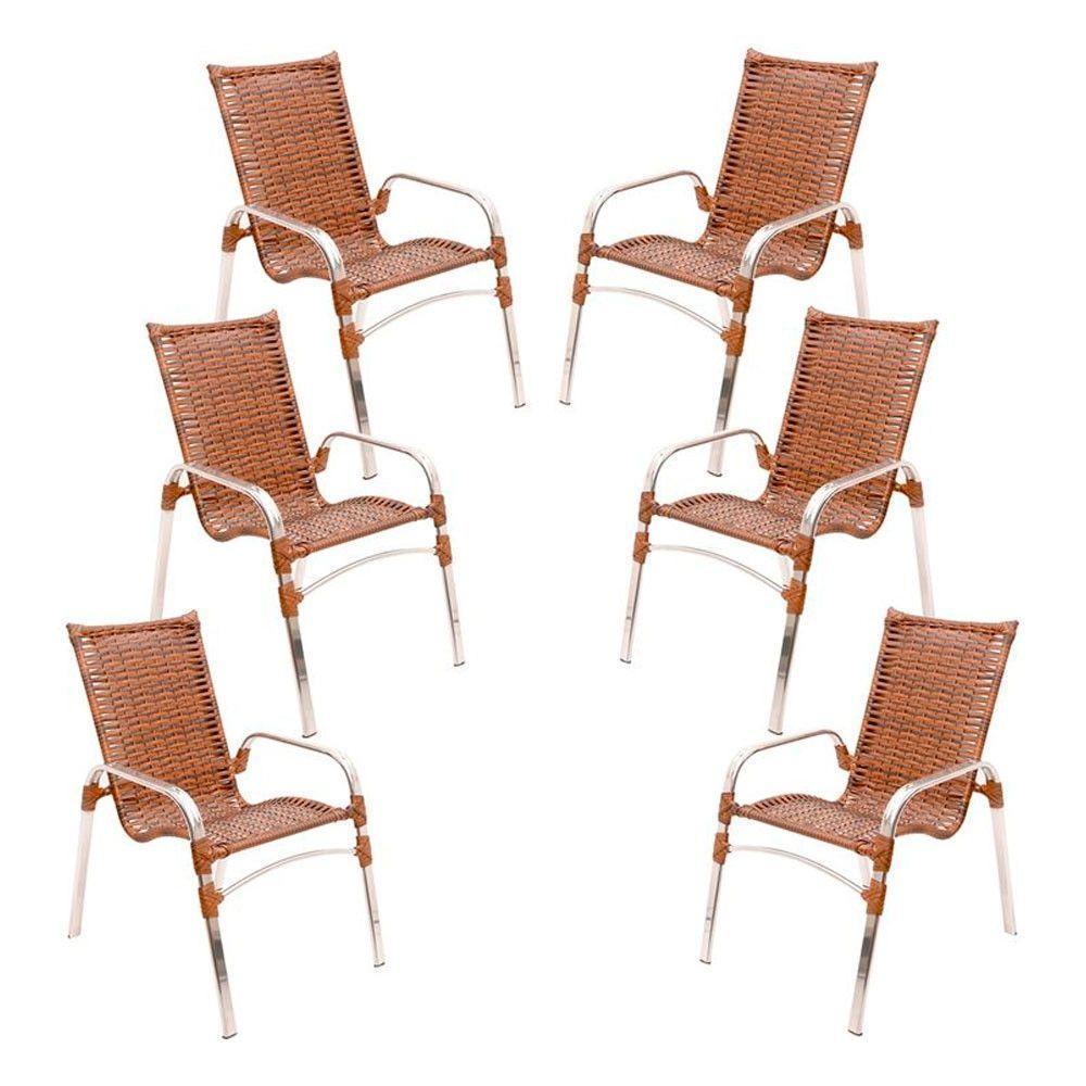 Jogo 6 Cadeiras Emily Em Alumínio Para Jardim E Piscina Argila - 2