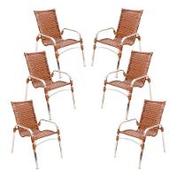 Jogo 6 Cadeiras Emily Em Alumínio Para Jardim E Piscina Argila - 1