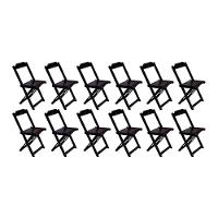 Conjunto Com 12 Cadeiras Dobráveis Em Madeira Maciça - Tabaco - Marrom - 1