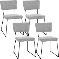 Kit 04 Cadeiras Base De Aço Allana L02 Bouclê Cinza - 1