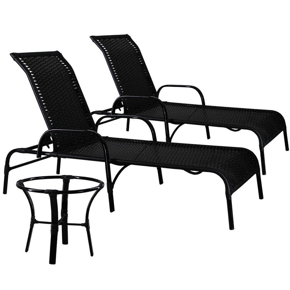 Kit 2 Espreguiçadeiras E Mesa De Centro Alumínio Havaí Preto - 1