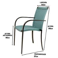 2 Cadeiras Ascoli Cor Azul Turquia, Alumínio Pintura Eletrostática Preta, área Interna E Externa - 3